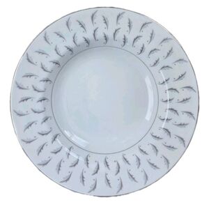 Kent Japan Normandy 8.5" Soup Salad Bowl Blue Gray Leaves Silver Elegance China